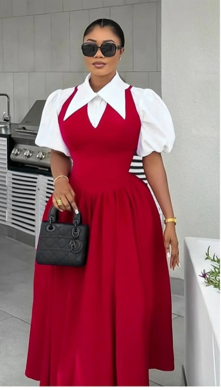 Red Dress & White Top