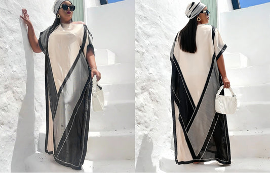Nude & Black Maxi Dress